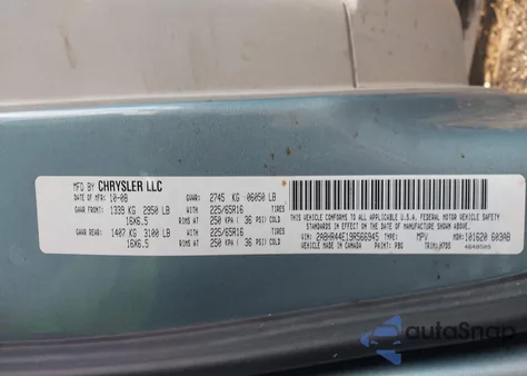 2009 Chrysler Town & Country Lx z USA, uszkodzony, nr VIN 2A8HR44E19R566945